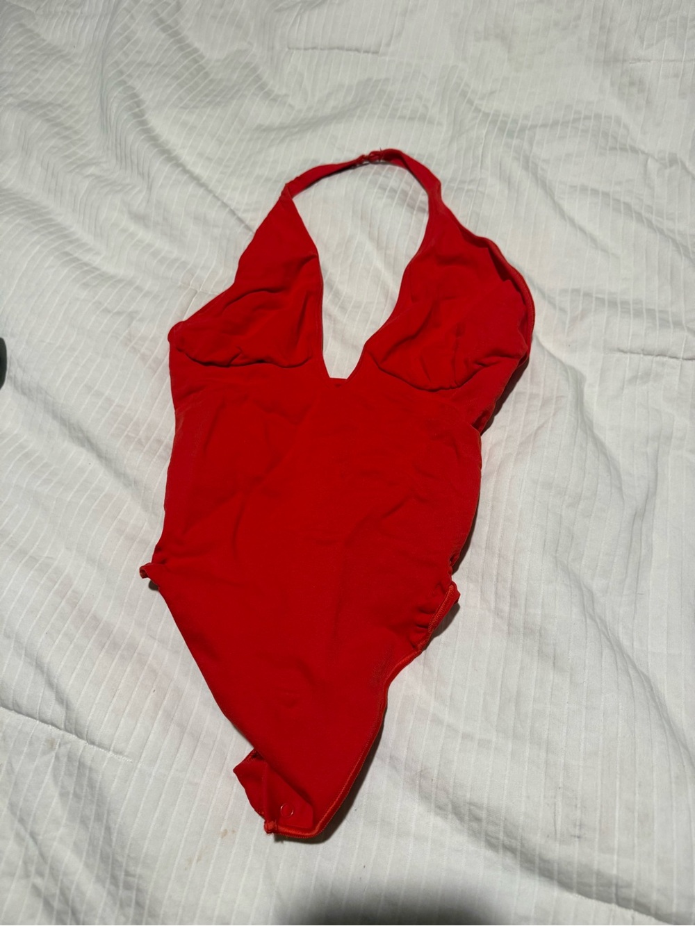 SKIMS Red Halter V-Neck Bodysuit One Piece